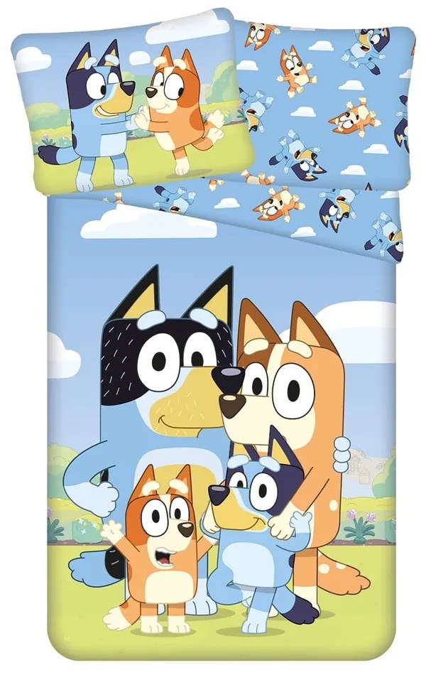 Set copripiumino e federa da bambini in cotone per letto singolo 140x200 cm Bluey – Jerry Fabrics