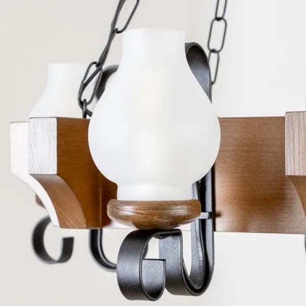 Brilagi - Lampadario a sospensione con catena QUEEN 4xE14/40W/230V faggio/noce