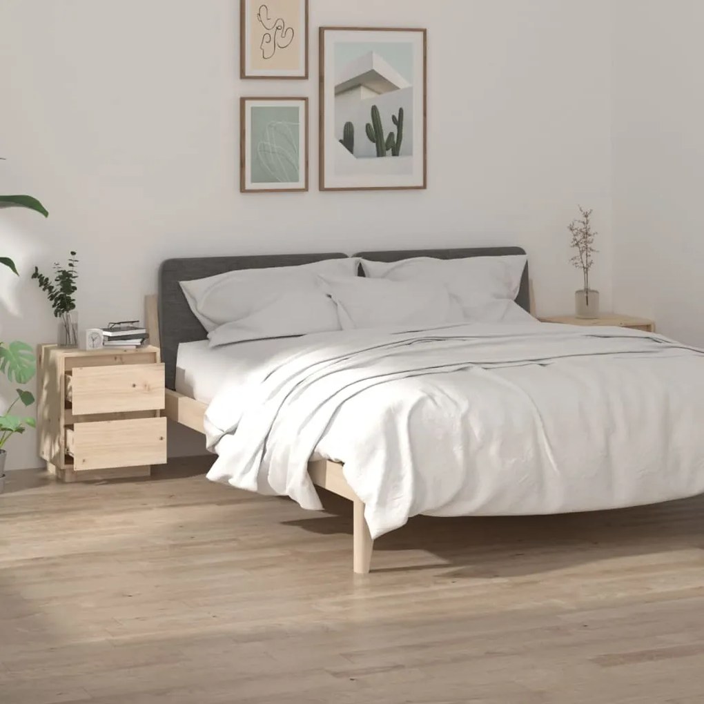 Comodini 2 Pz 40x35x50 Cm İn Legno Massello Di Pino /