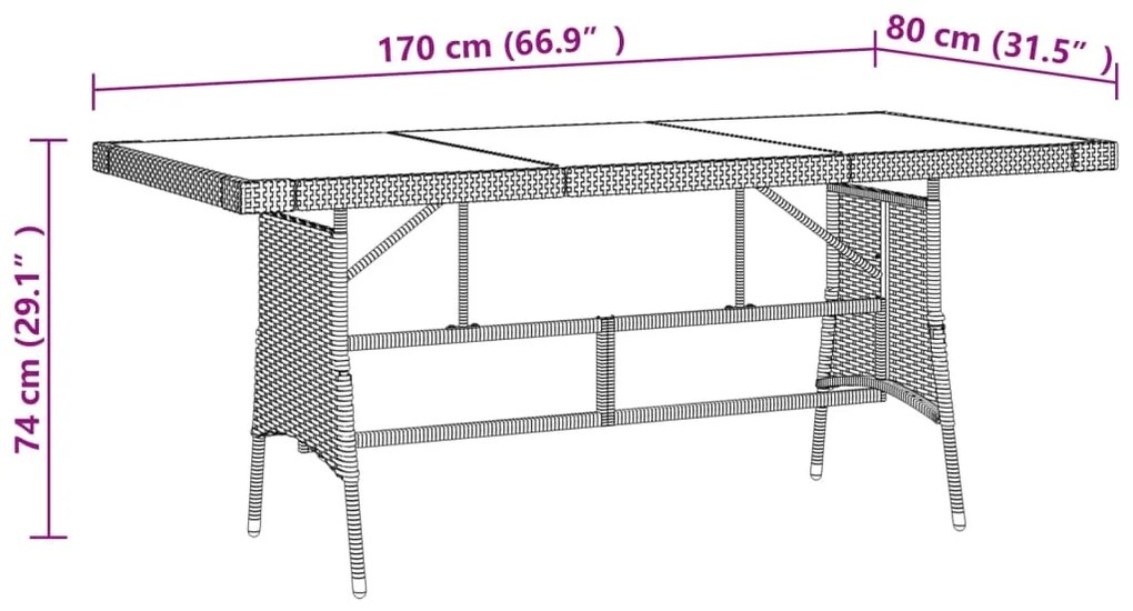 Set Mobili da Pranzo per Giardino 9 pz in Polyrattan Nero