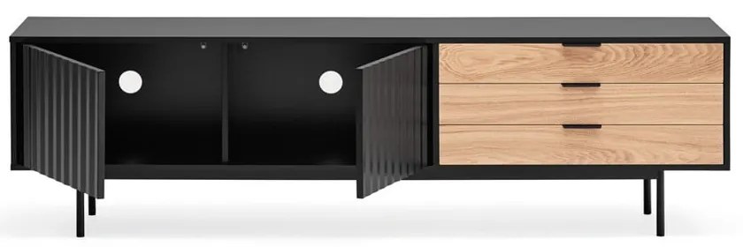 Mobile TV nero-colore naturale effetto rovere 180x52 cm Sierra – Teulat