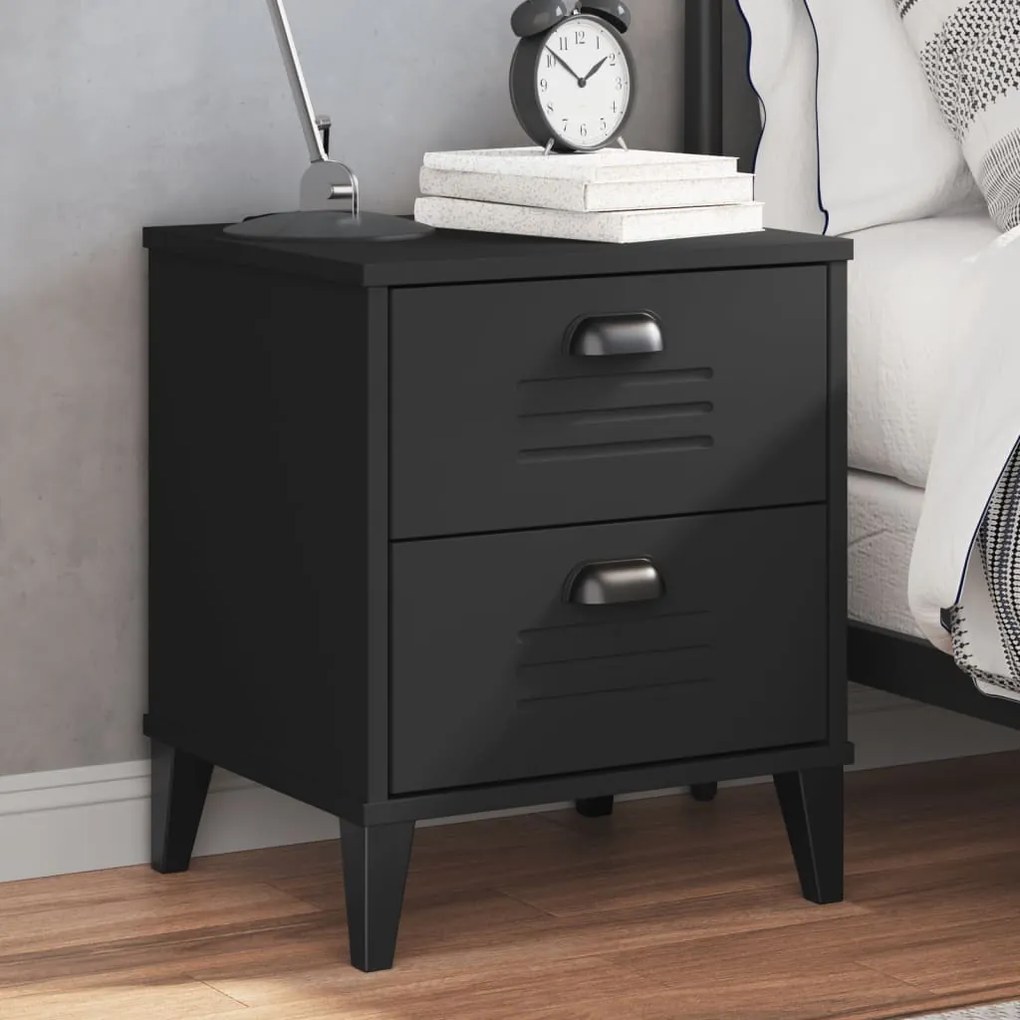 Comodino Vıken Nero İn Legno Multistrato /