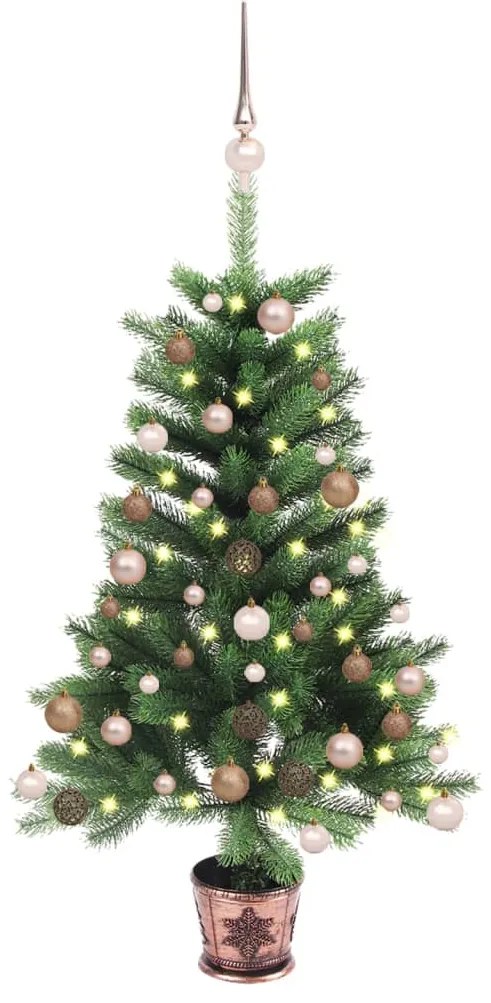 Albero di Natale Preilluminato con Palline Verde 65 cm