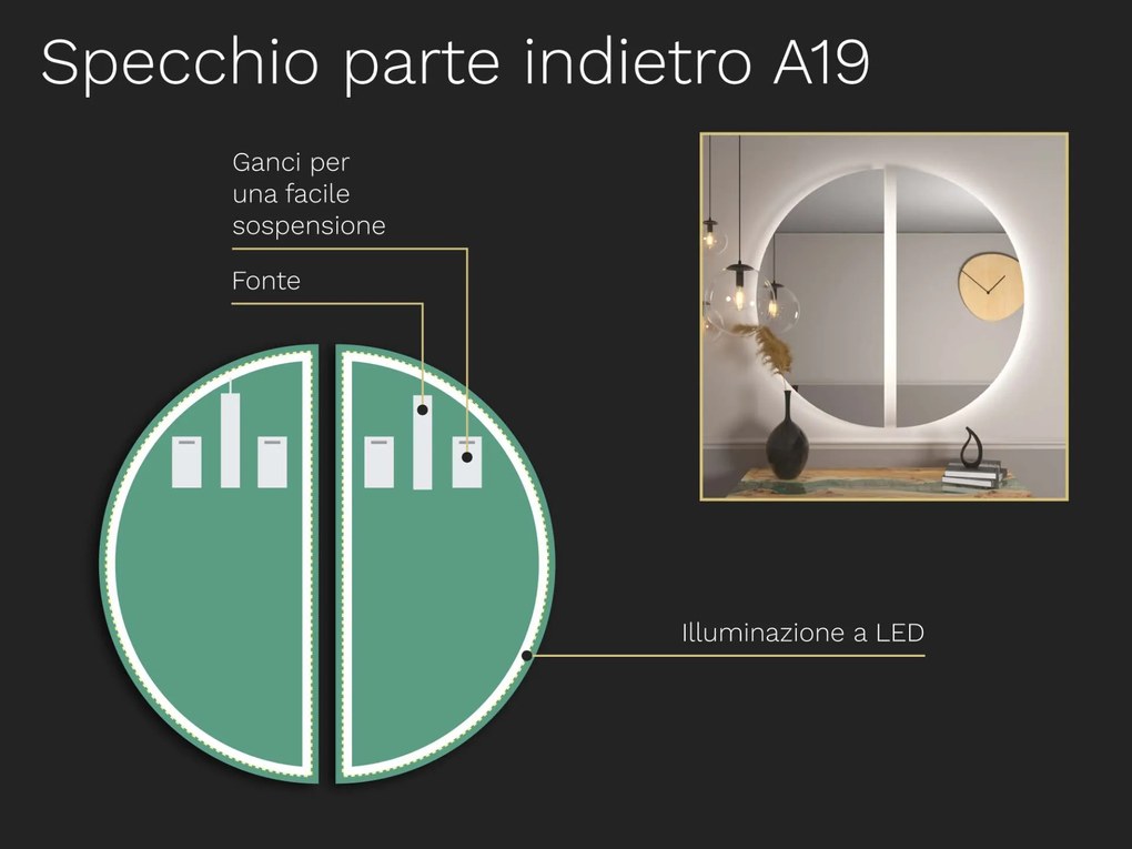 Specchio atipico con illuminazione a LED A19