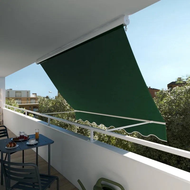 Tende da sole a caduta con bracci NATERIAL mod. Balcony, L 2.95 x 2.5 m verde scuro