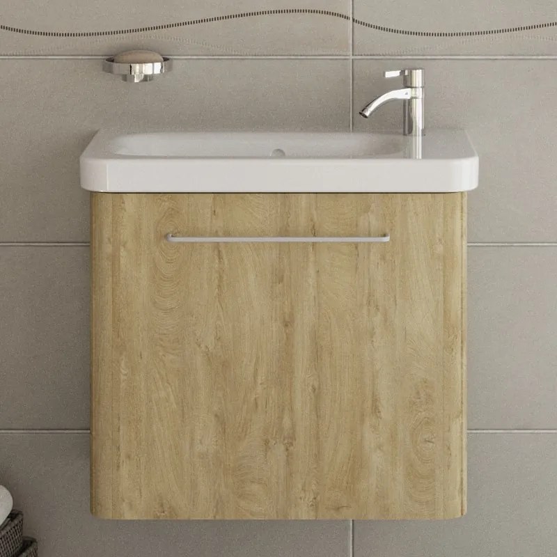 Kamalu - Mobiletto bagno 60 cm profondità ridotta colore rovere | LAC-IRIS-60-R