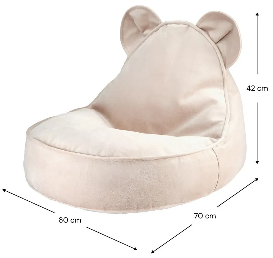 Pouf a sacco per bambini beige con rivestimento in velluto Bear – Wigiwama