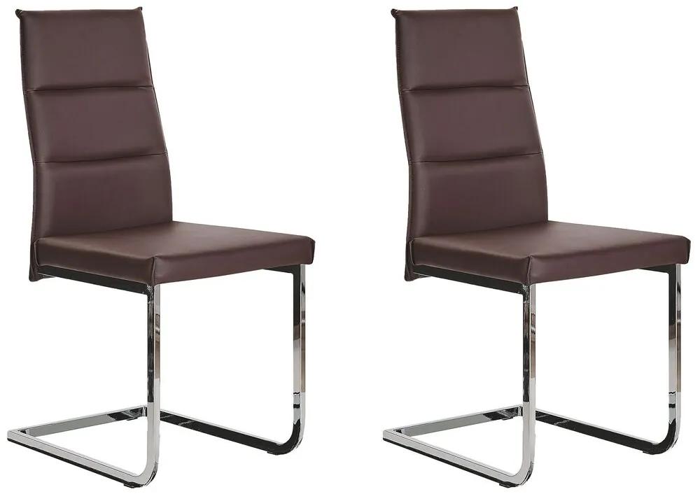 Set di 2 sedie finta pelle marrone scuro ROCKFORD Beliani