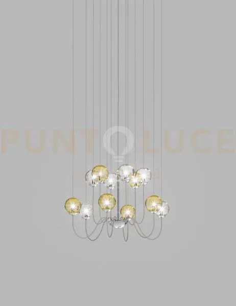 Puppet sospensione 12p multicolore 2 cromo lucido 12 luci attacco g9