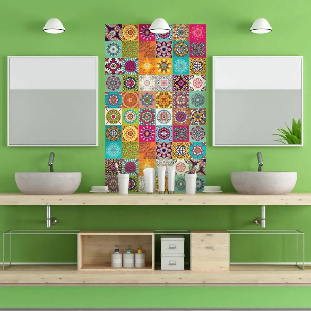 Set di 60 adesivi murali decorativi Flow, 15 x 15 cm - Ambiance