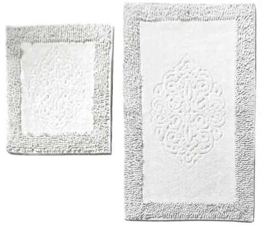 SET 2x Tappeto bagno PIANTE 60x100 cm bianco