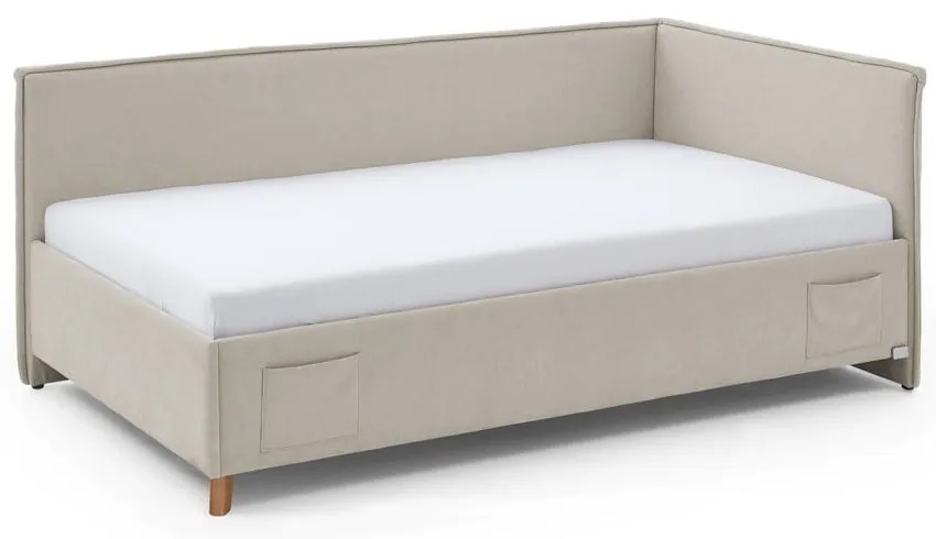 Letto da bambini con sponde beige imbottito con contenitore con rete inclusa 120x200 cm Fun – Meise Möbel