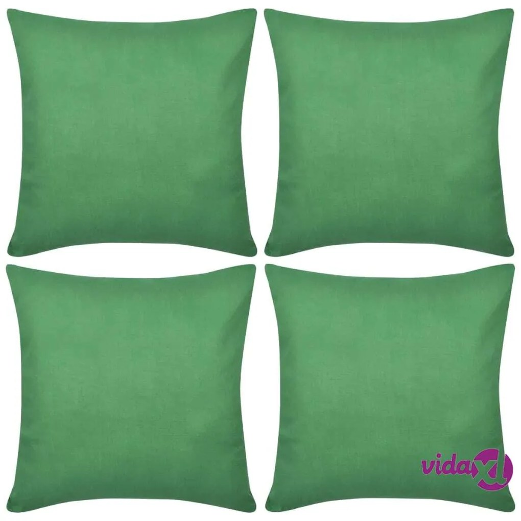 vidaXL Federe 4 pz per Cuscini in Cotone Verdi 80 x 80 cm