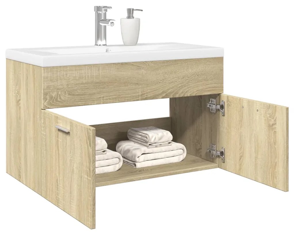 Mobile Da Bagno Con Lavabo Integrato Rovere Sonoma /