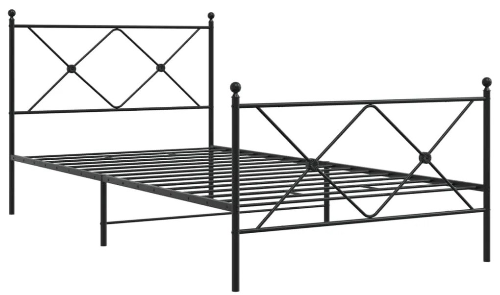 Giroletto con testiera e pediera metallo nero 107x203 cm