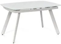 Tavolo Allungabile 140/175/210x90x76 cm in Metallo con Top in Vetro Bianco