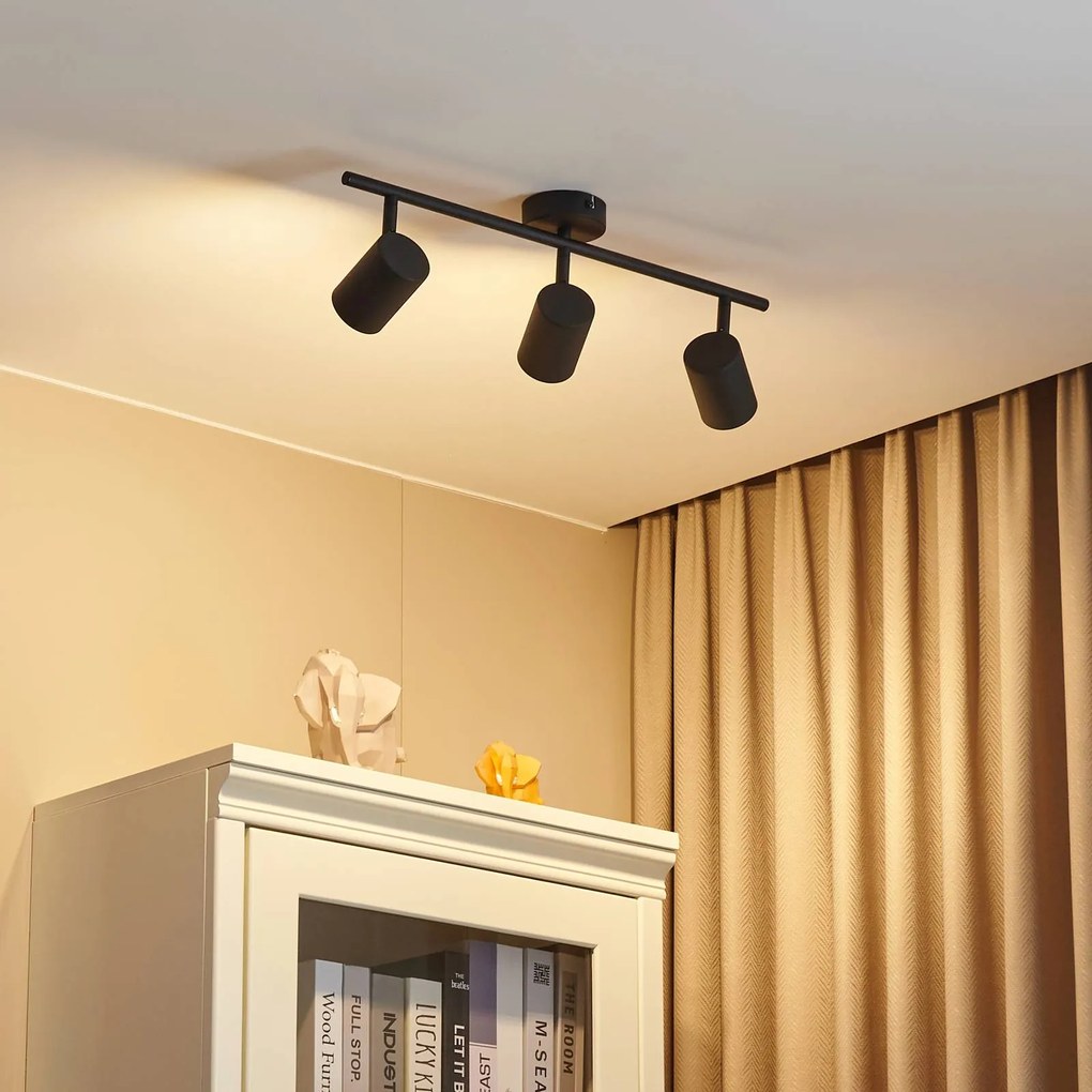Faretto da soffitto Lindby Jorell, nero, 51 cm, a 3 luci, GU10 Jorell Lindby, dimmerabile, Nero, Studio / Ufficio, Metallo, Moderno, Faretto