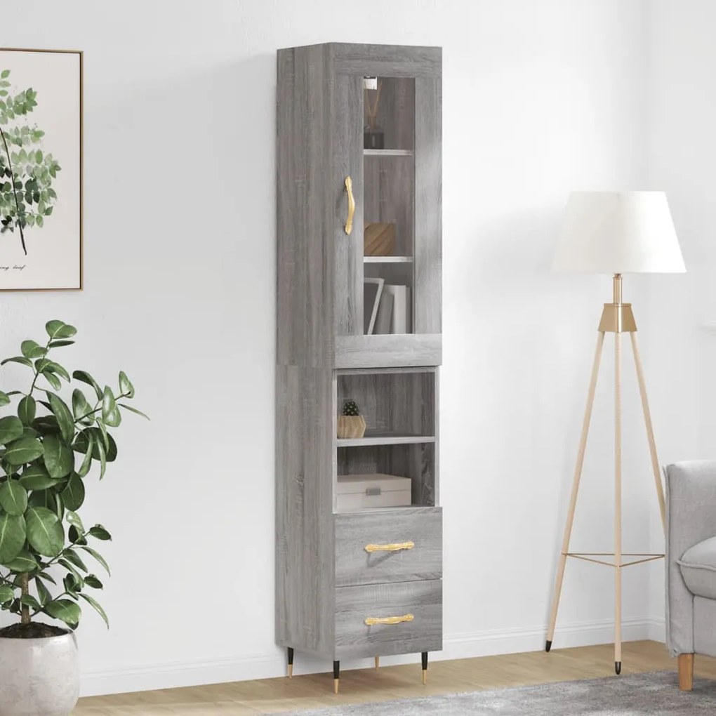 Credenza grigio sonoma 34,5x34x180 cm in legno multistrato