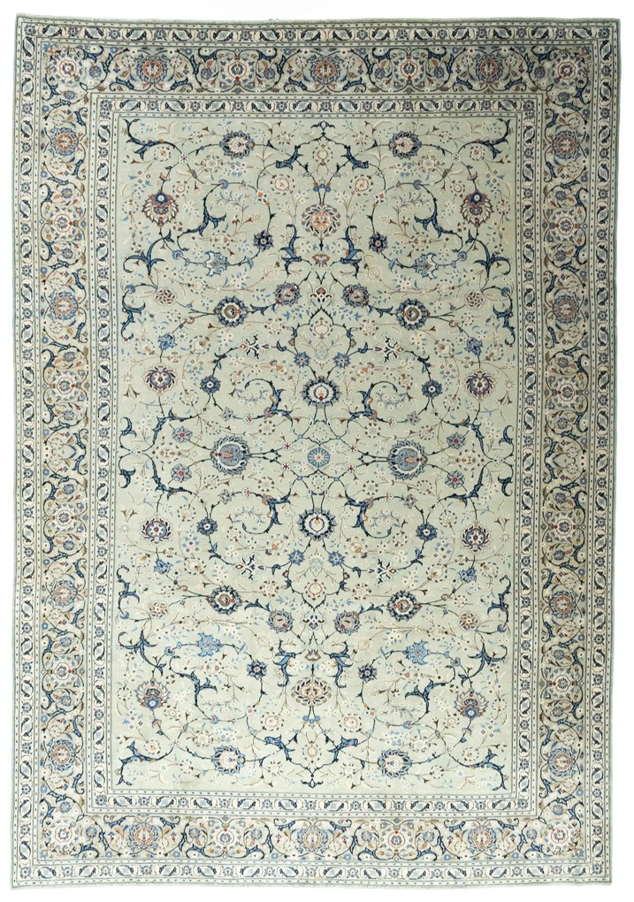 Kashan Tappeto persiano 350 x 250 Verde (Iran) Annodato A Mano