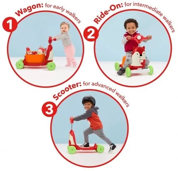 Skip Hop - Bici a spinta 3in1 ZOO volpe 3xAAA