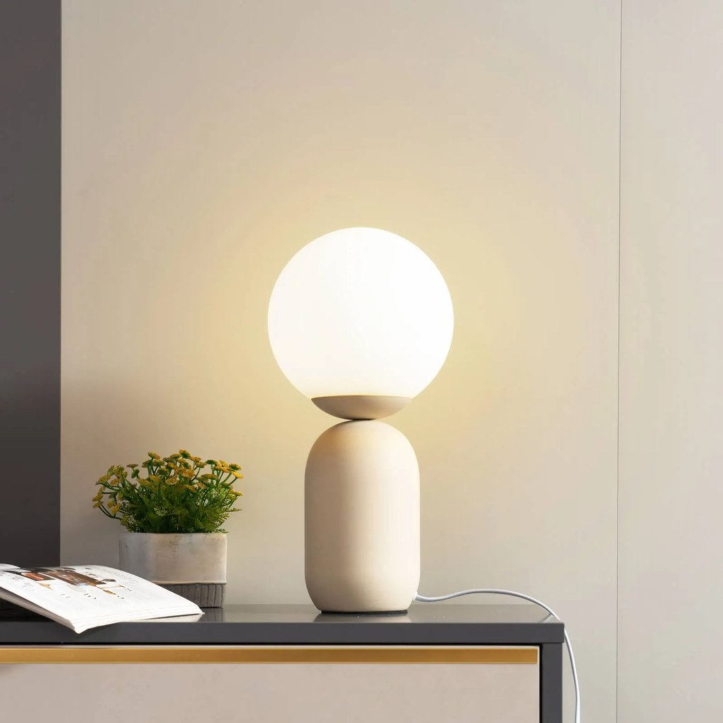 Lampada da tavolo Lennes Lindby, Bianco / Opale, Soggiorno / Sala da pranzo, Vetro, Moderno, Lampada da tavolo