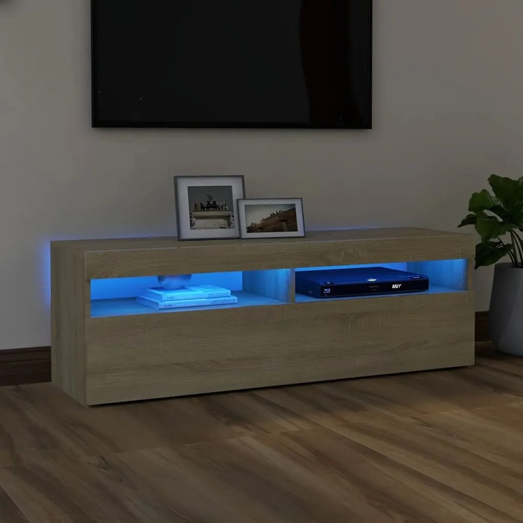 Mobile Porta Tv Con Luci Led Rovere Sonoma 120x35x40 Cm /
