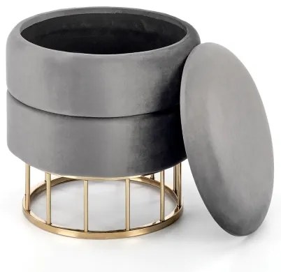 Pouf MINTY Ø 37 cm grigio/oro