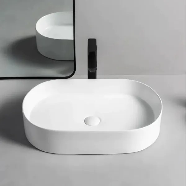 REA-U1055 - Lavabo da appoggio NADIA 38,5x61 cm ceramica/bianco lucido
