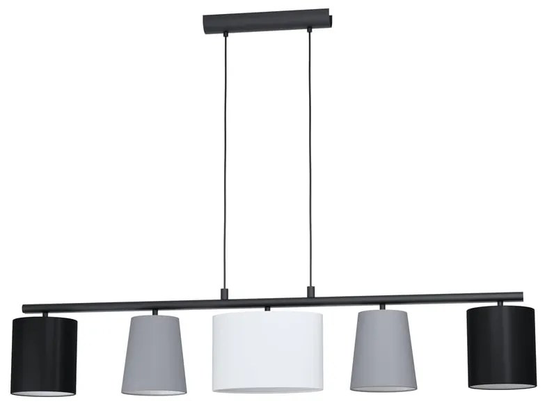 Lampadario Country charm Almeida nero paralume bianco e grigio e nero 5x E14 EGLO