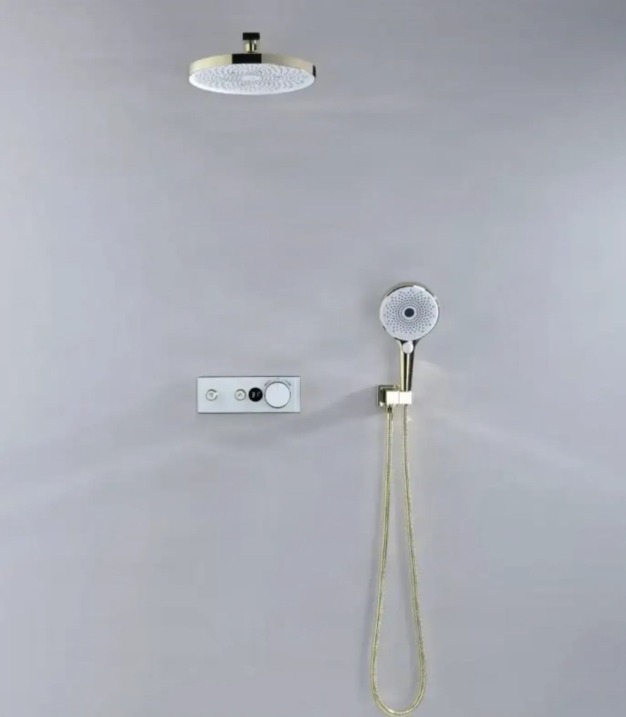Sistema doccia termostatico a incasso ELITE EDITION BCS1603 con schermo, in più finiture tra cui nero e nero opaco — Oro - bianco — Due uscite