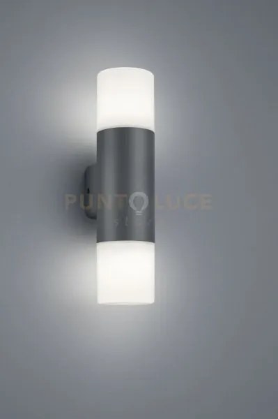 Hoosic applique da esterno bi-emissione antracite h. 33cm 2 luci at...