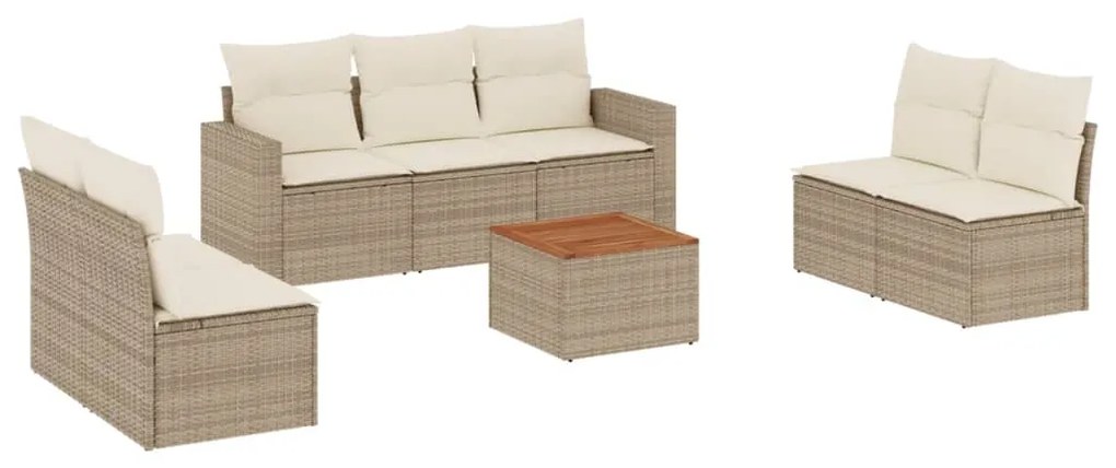 Set divano da giardino 8 pz con cuscini beige in polyrattan