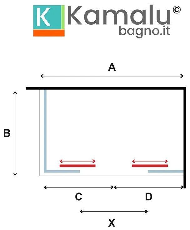 Kamalu - box doccia 190x80 doppio scorrevole altezza 180cm | kam-knf6000s