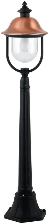 Lampione da giardino, Venezia H 128 cm, nero e rame, IP44 INTEC