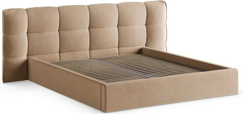 Letto matrimoniale imbottito greige con contenitore con rete inclusa 140x200 cm Eric – Micadoni