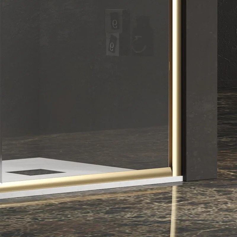 Kamalu - Box doccia angolare 70x120 oro opaco scorrevole | KE-4000G