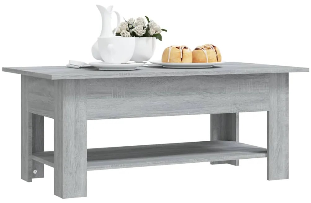 Tavolino da salotto grigio sonoma 102x55x42 cm in truciolato