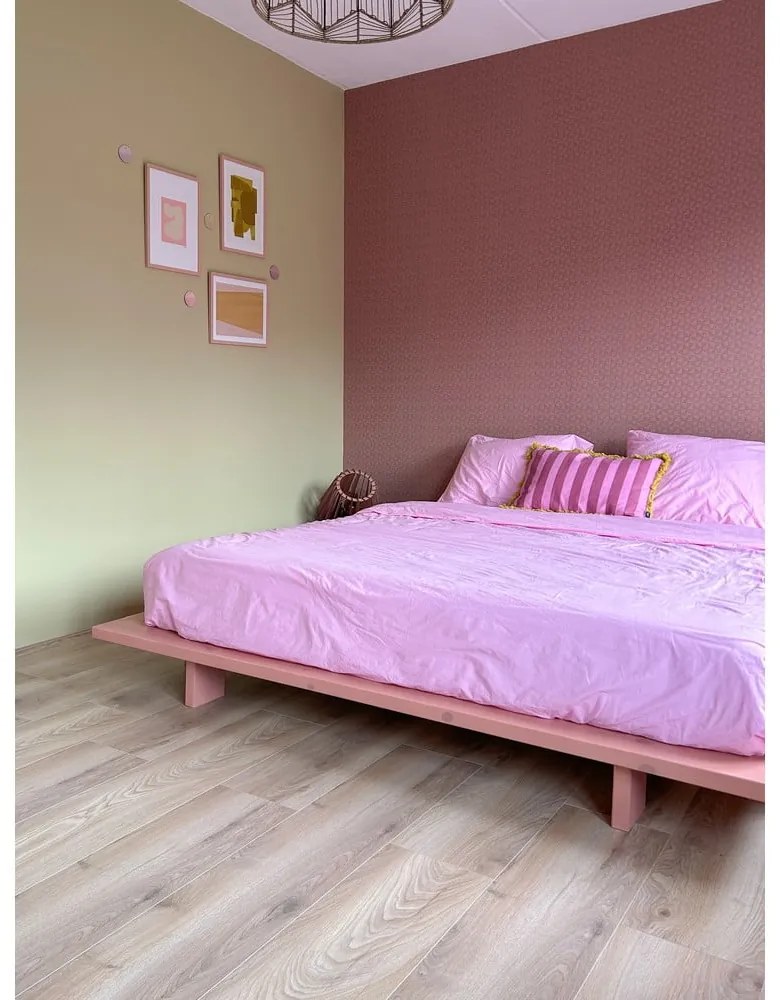 Letto matrimoniale in legno di pino rosa chiaro con griglia 180x200 cm Japan - Karup Design