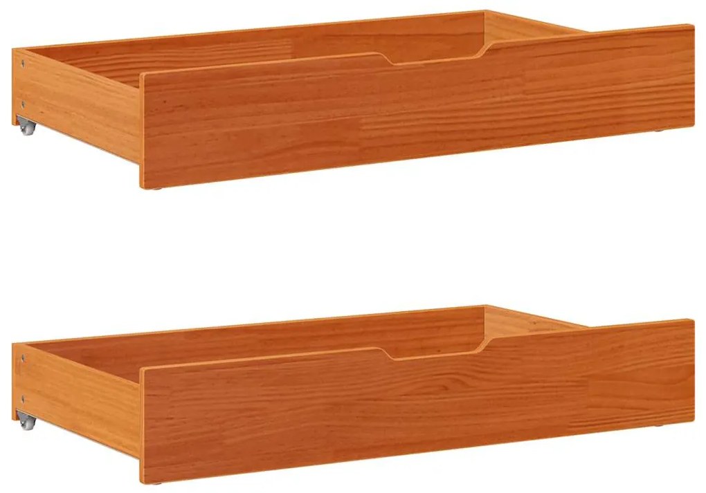 Cassettoni Per Letto 2pz Marrone Cera 95x55x16 Cm Legno Di Pino /