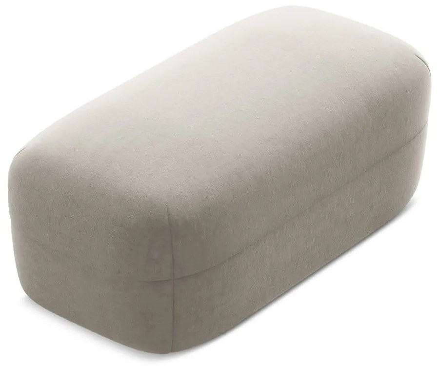 Poggiapiedi beige con rivestimento in velluto Moana – Makamii