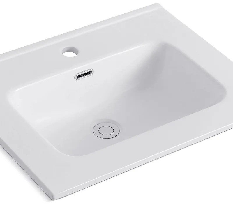 Kamalu - Lavabo incasso 60 cm per mobili in ceramica bianca | Litos-K7060