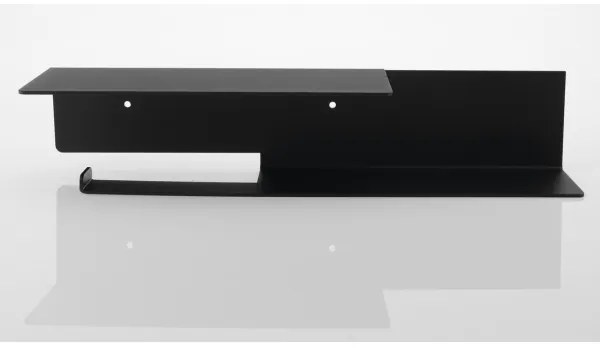 Sapho - Porta carta igienica con ripiano 9,5x35 cm nero opaco