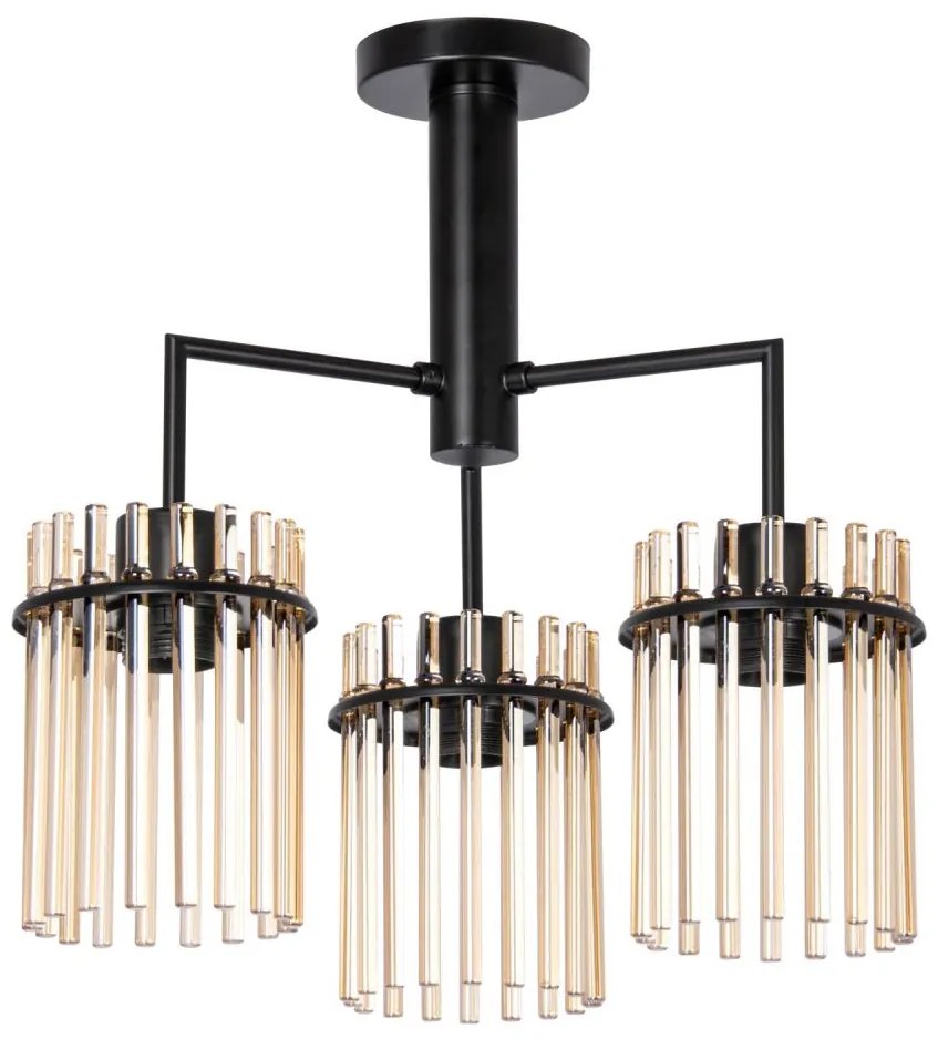 Lampadario a sospensione con supporto rigido 3xE27/60W/230V nero/beige