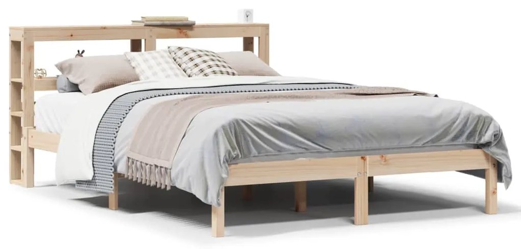 Letto Senza Materasso 140x190 Cm İn Legno Massello Di Pino /