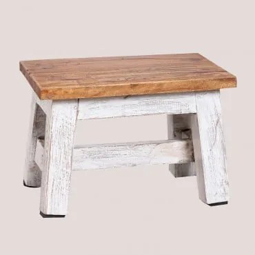 Sgabello Basso In Legno Di Abet Legno Riciclato - Legno Bianco - Sklum