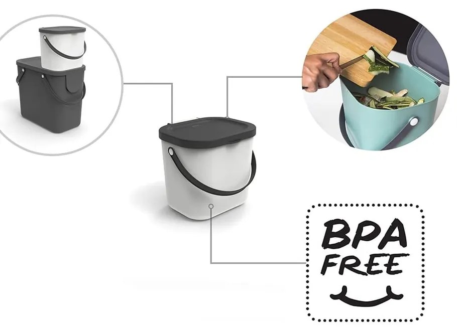 Contenitore per rifiuti compostabili grigio scuro 6 l Albula - Rotho