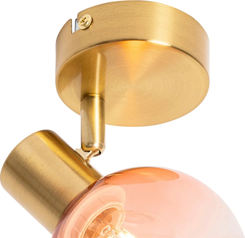 Spot Art Déco Oro con Vetro Rosa - Vidro