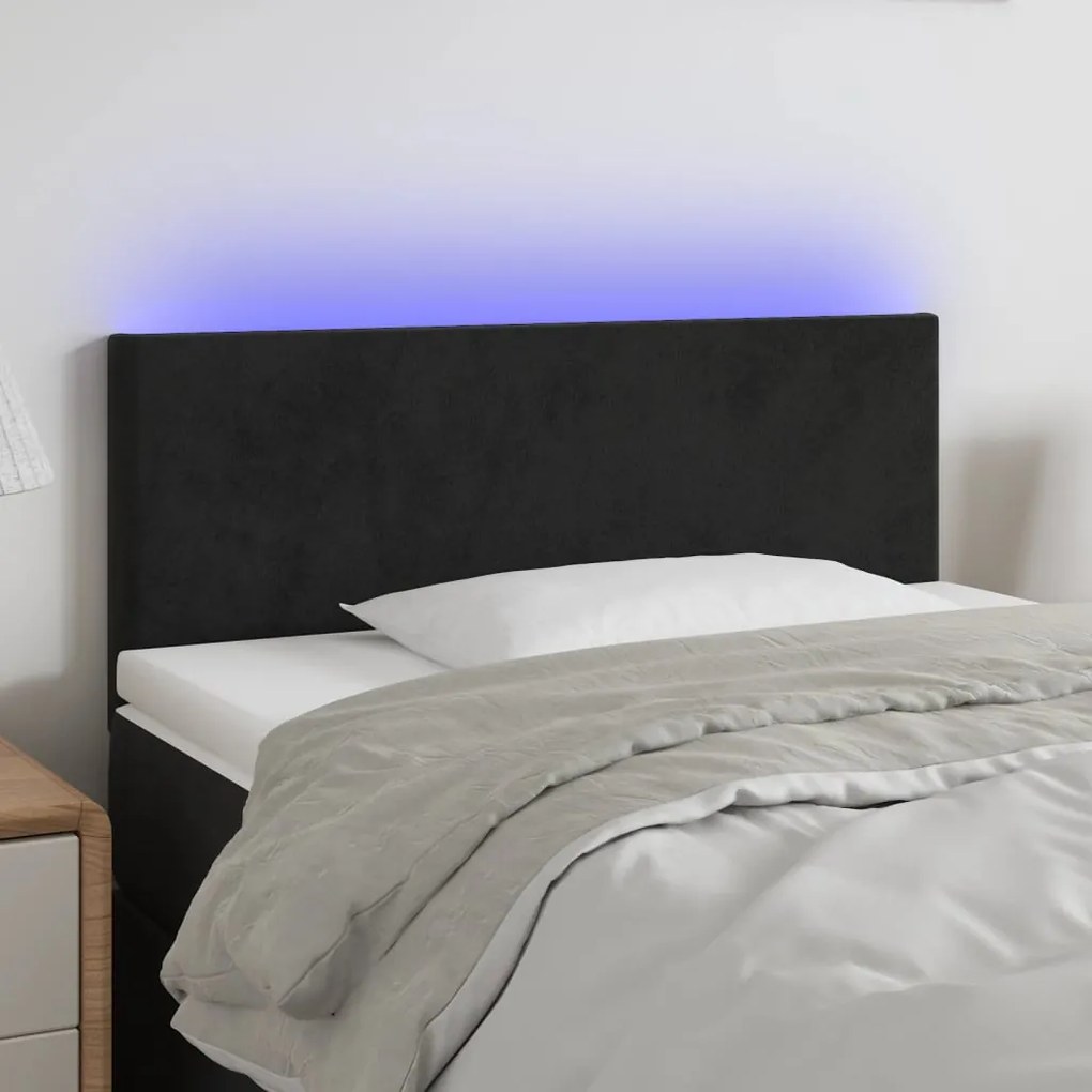 Testiera A Led Nera 80x5x78/88 Cm İn Velluto /