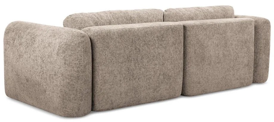 Divano angolare marrone chiaro allungabile/con contenitore (con penisola a destra/con chaise lounge) con rivestimento in ciniglia Mele – Makamii