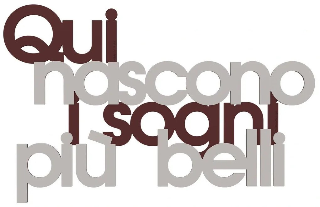 Callea Design Scritta da parete in legno "Qui nascono i sogni più belli" -in varie colorazioni ROSSO VINO 48 x 30 h